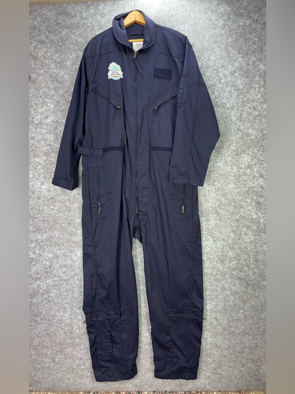 Tru-Spec Mens Red Bull Coveralls Flight Suit Large Blue CWU 27/P Patch One Piece